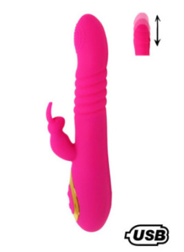 TWIST 2 Rose, Vibromasseur Rabbit "va-et-vient" USB en silicone médical, doté de 18 modes de stimulation - BQ587PNK